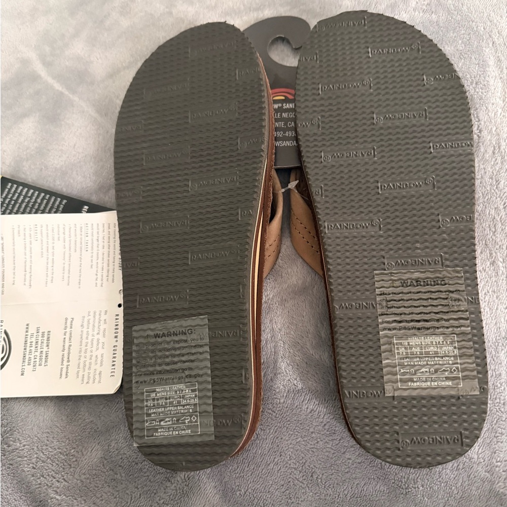 Rainbow Tan Leather Flip Flops - Picture 3 of 3